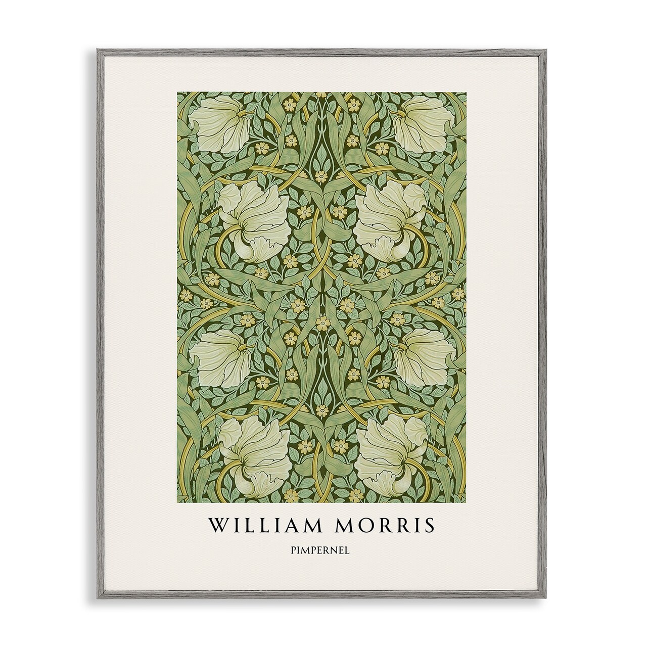 Stupell Industries William Morris Symmetrical Pimpernel Black Framed Giclee Art, design by Vintage Hustle